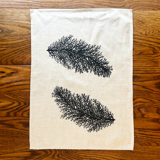 Hand printed Huon pine 100% linen tea towel