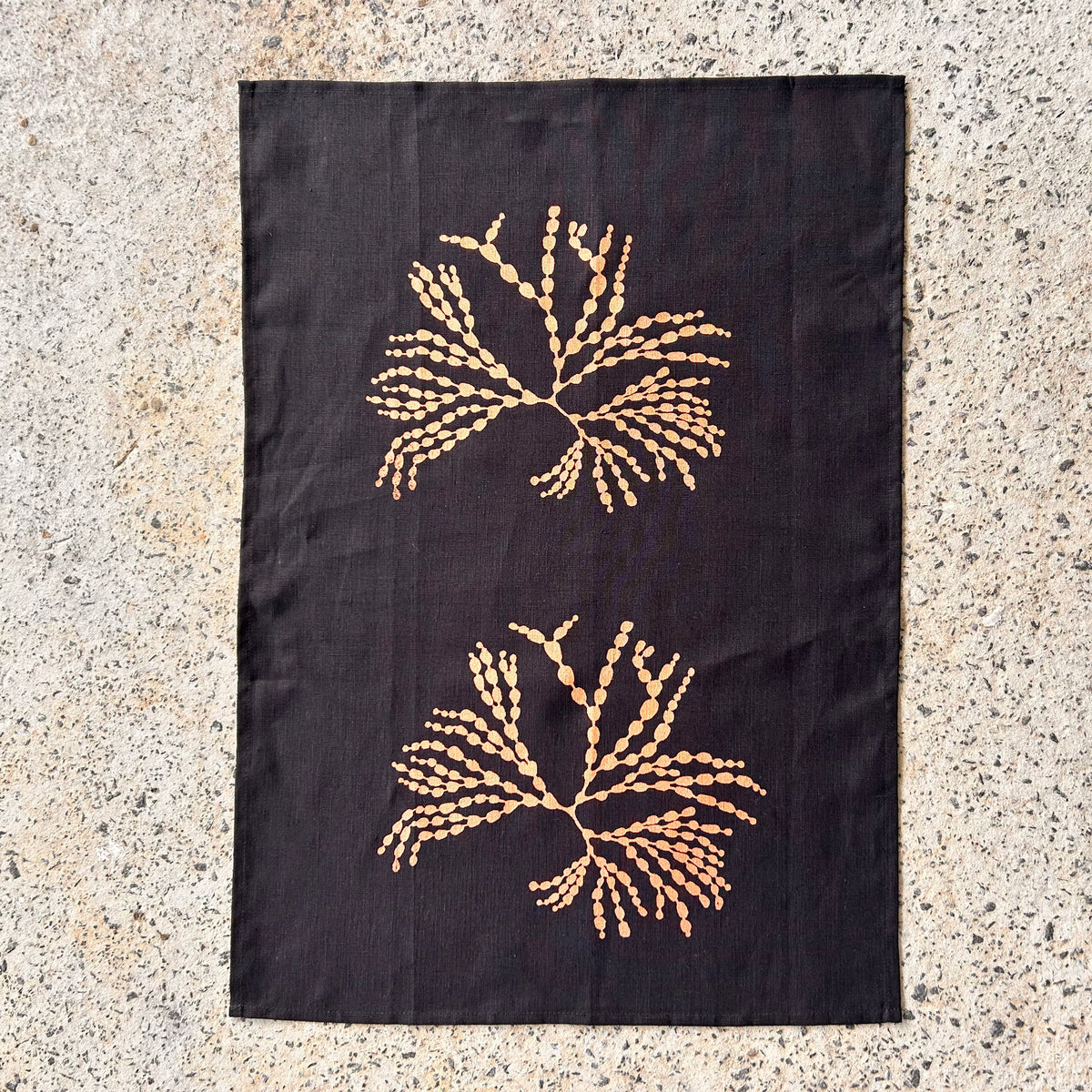 Hand printed 'Seaweed’ 100% linen tea towel