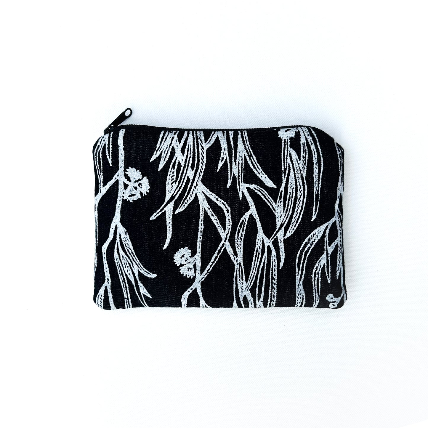 Hand printed Eucalyptus large purse