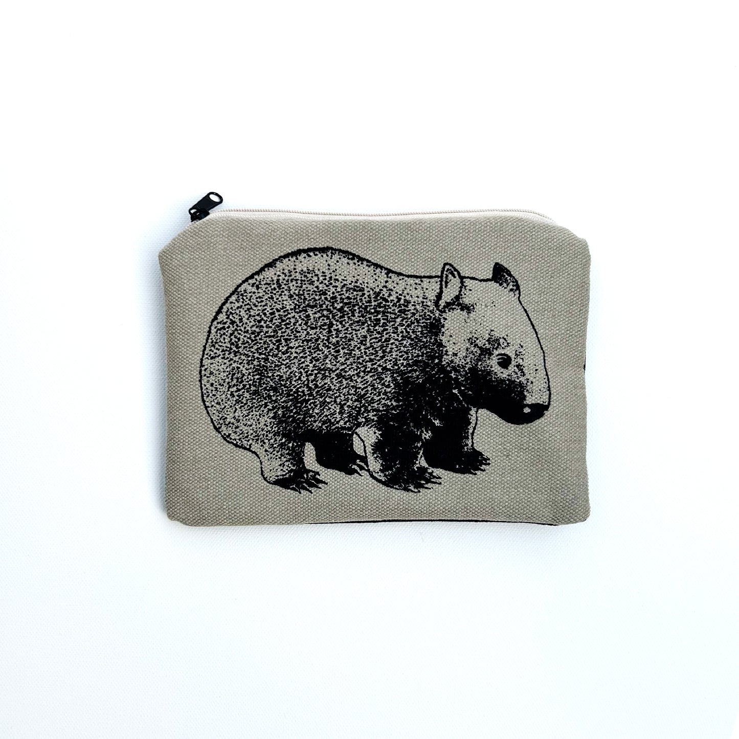 Hand printed wombat large purse