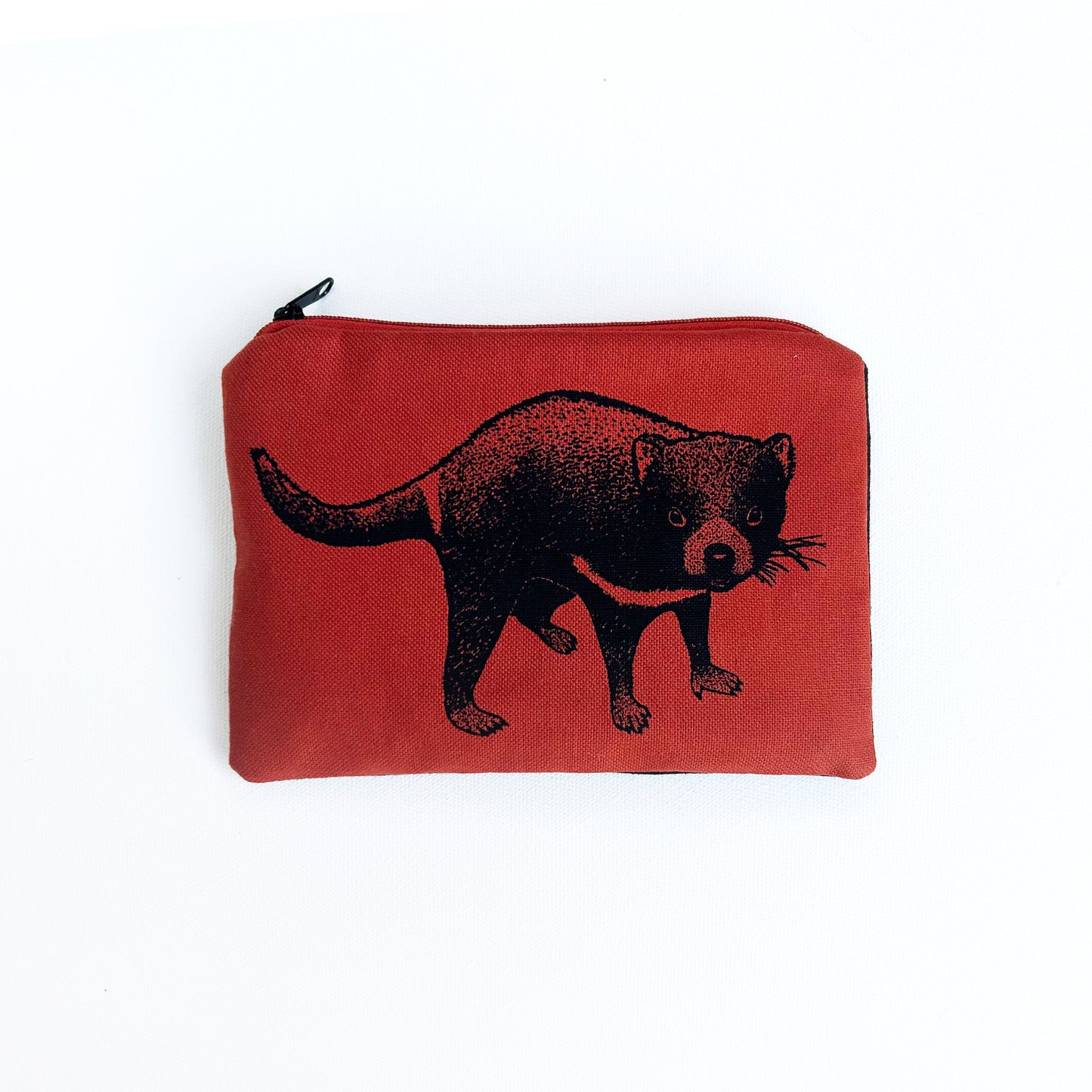 Hand printed Tasmanian devil large purse