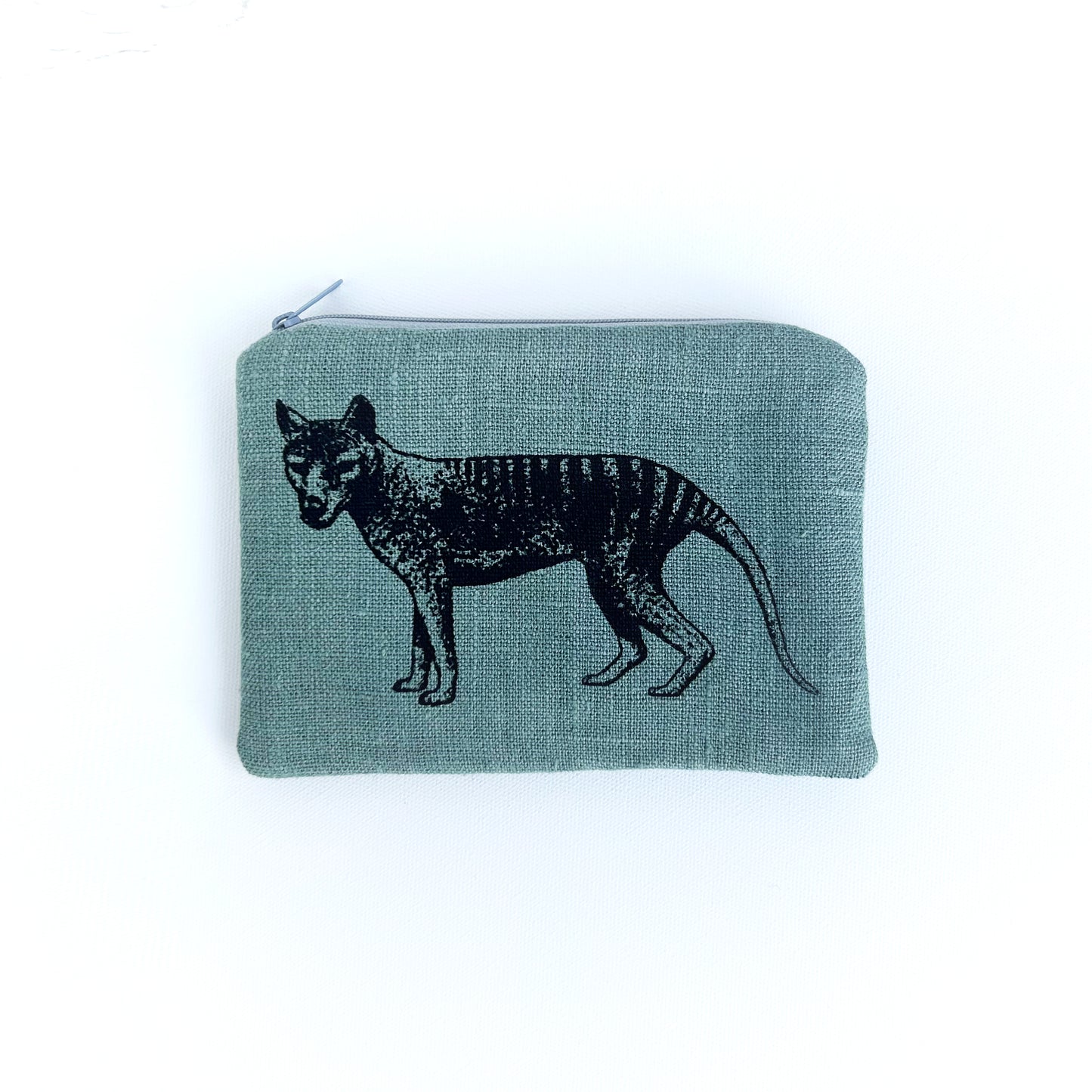 Hand printed Tasmanian tiger large purse