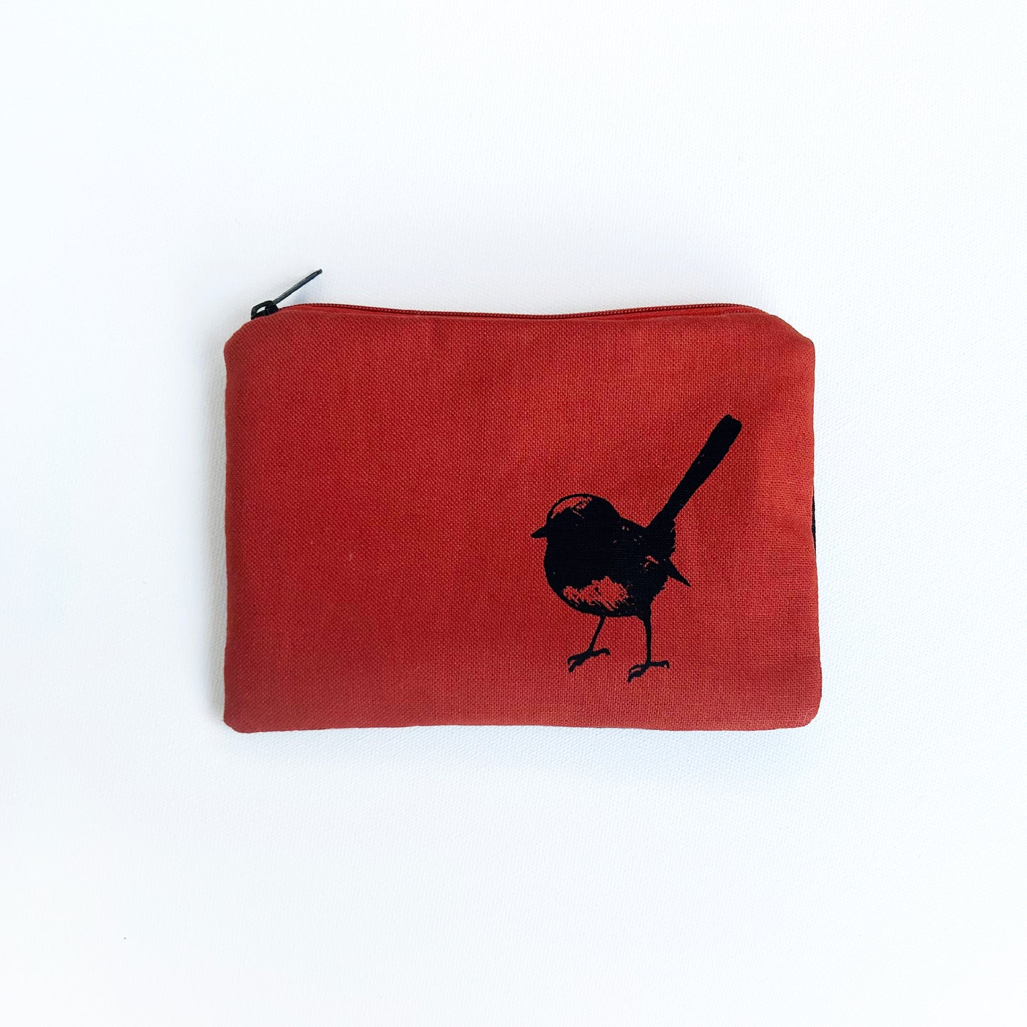 Hand printed fairy wren large purse