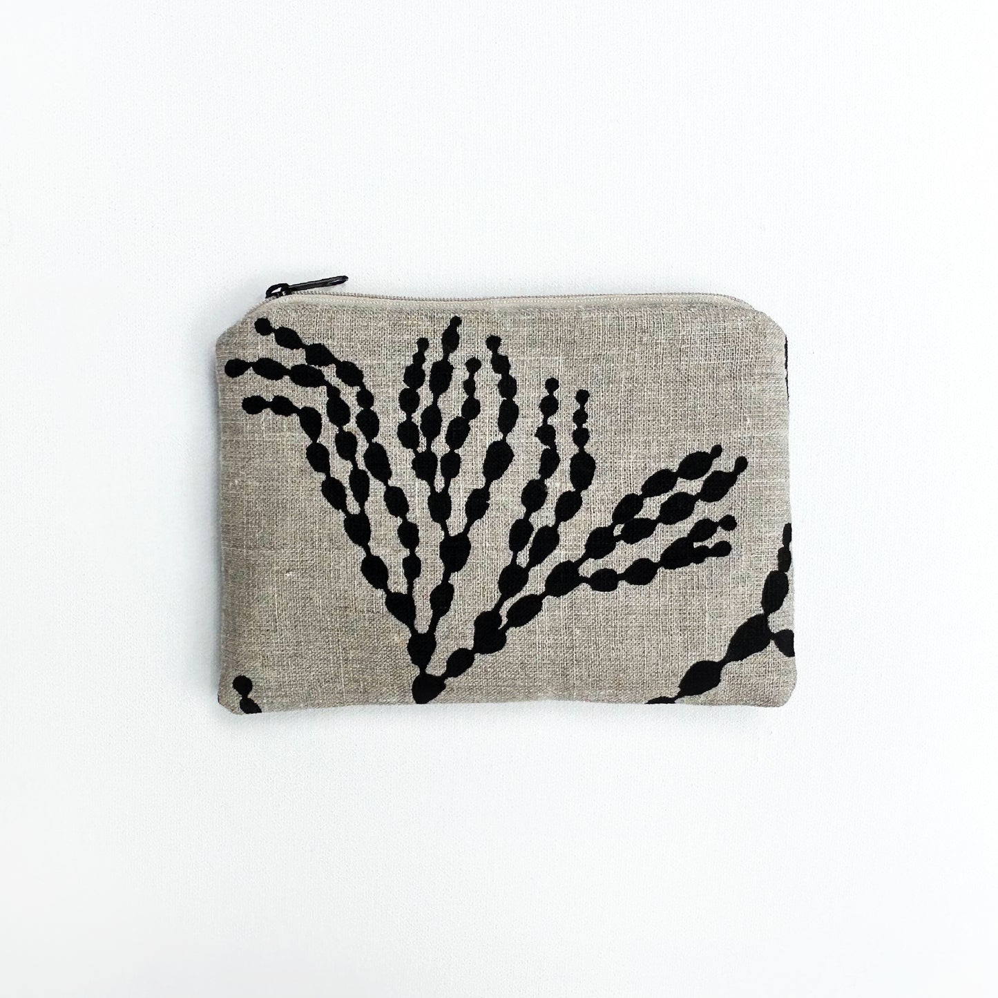 Hand printed Seaweed large purse