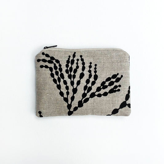 Hand printed Seaweed large purse