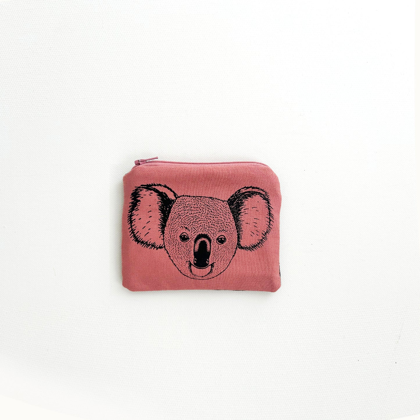 Hand printed koala coin purse