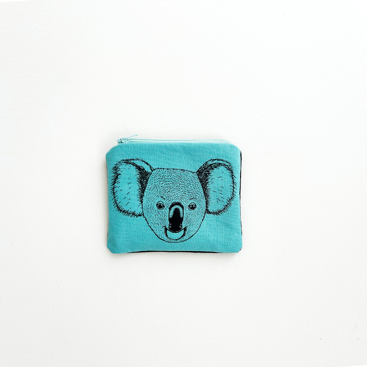 Hand printed koala coin purse