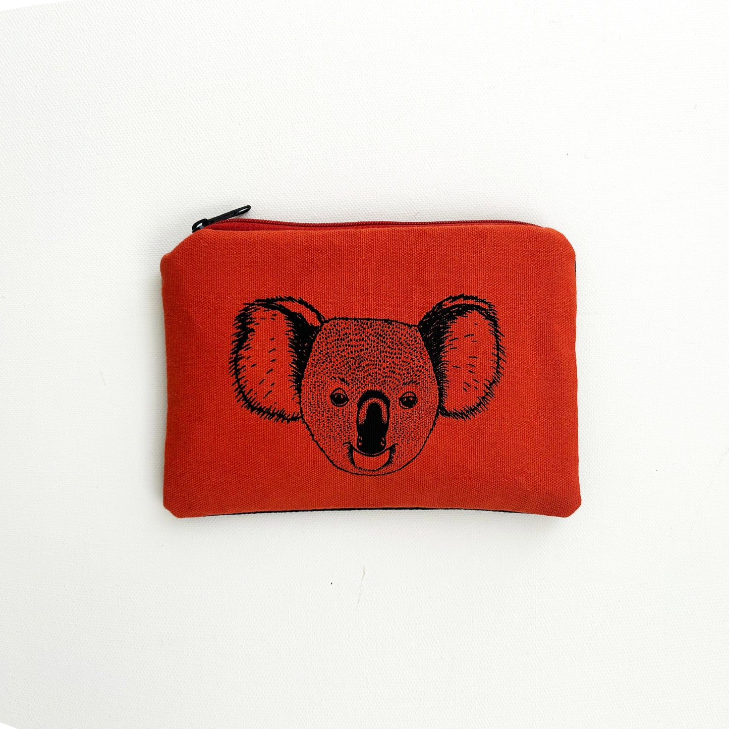 Hand printed koala large purse