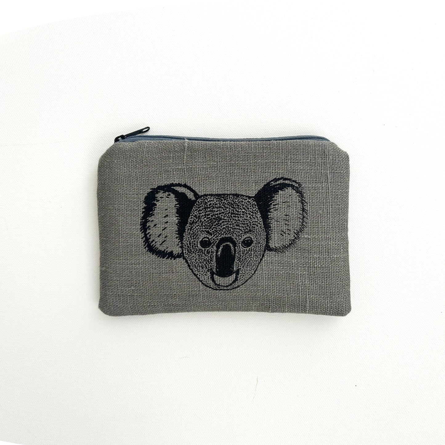 Hand printed koala large purse