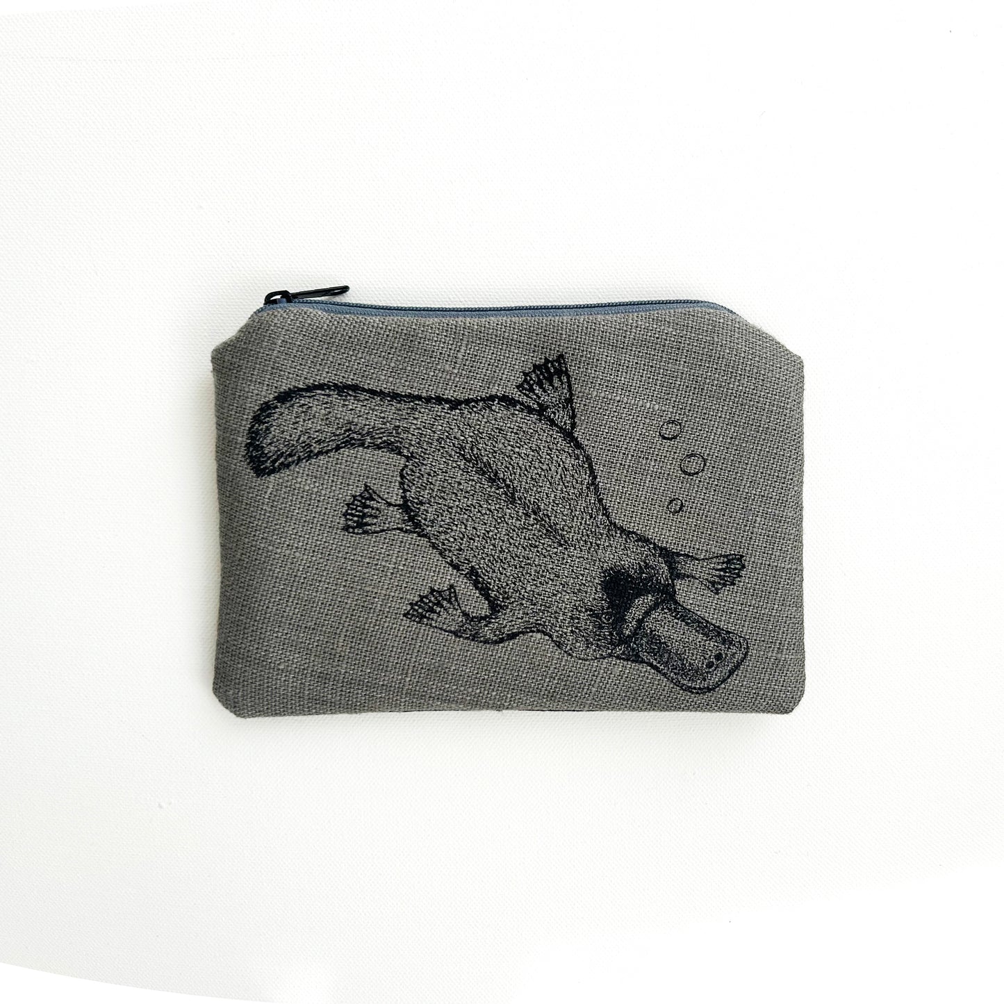 Hand printed platypus large purse