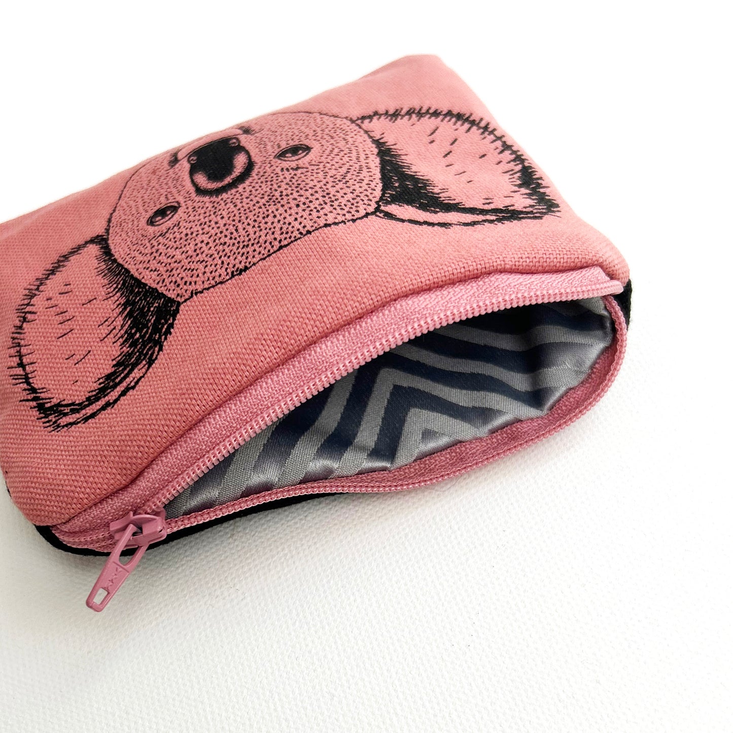 Hand printed koala coin purse