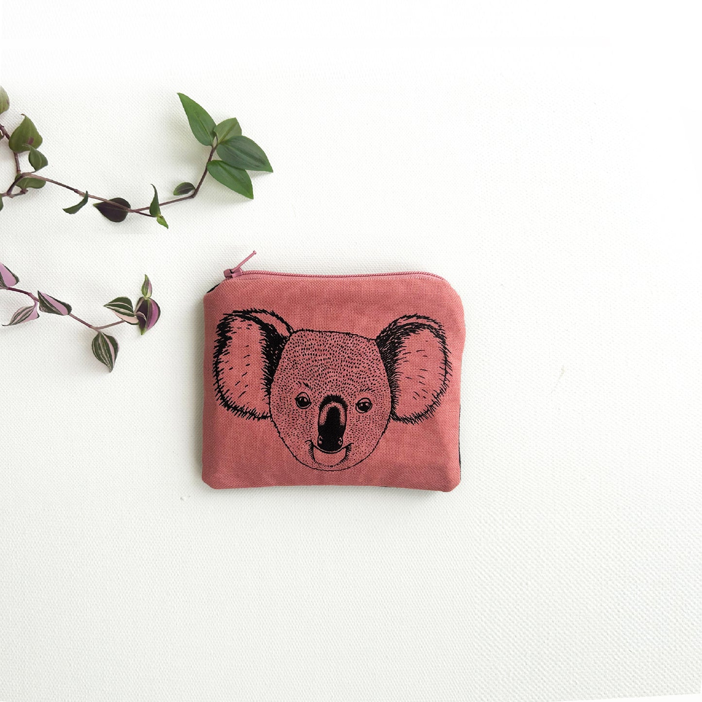 Hand printed koala coin purse