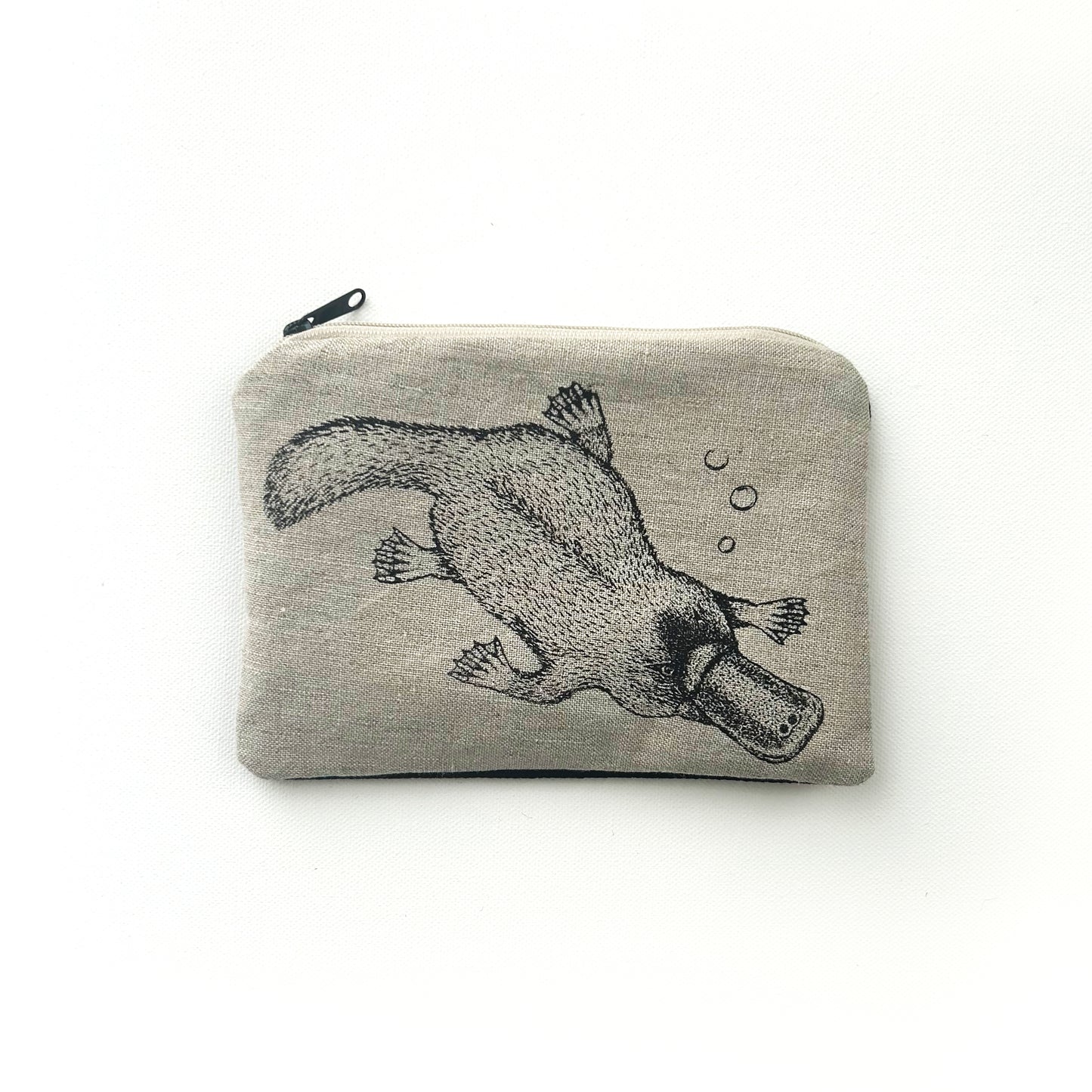 Hand printed platypus large purse