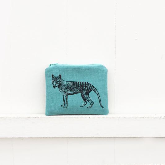 Hand printed Tasmanian tiger coin purse