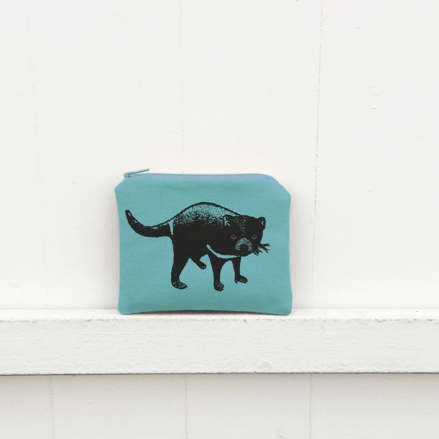 Hand printed Tasmanian devil coin purse