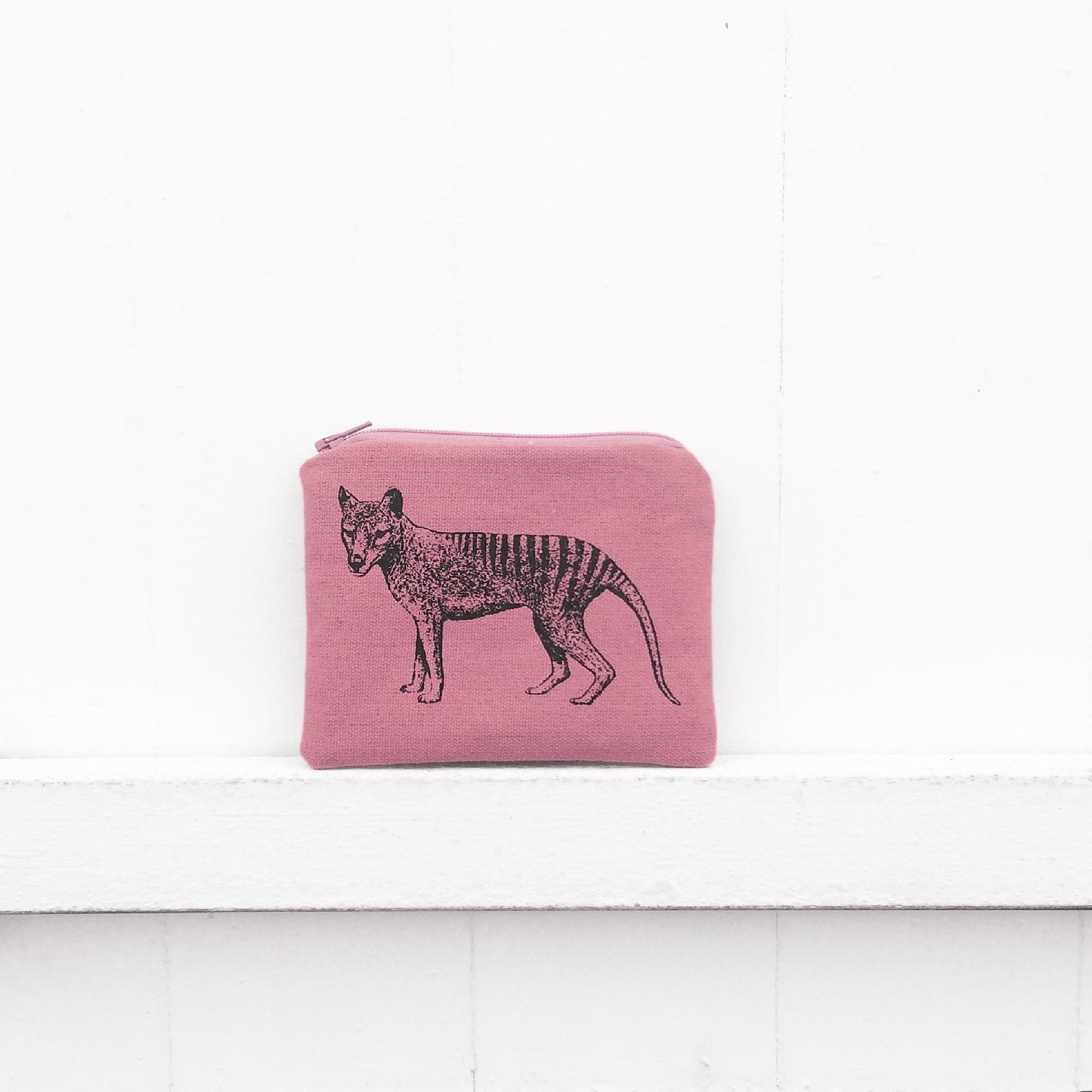 Hand printed Tasmanian tiger coin purse