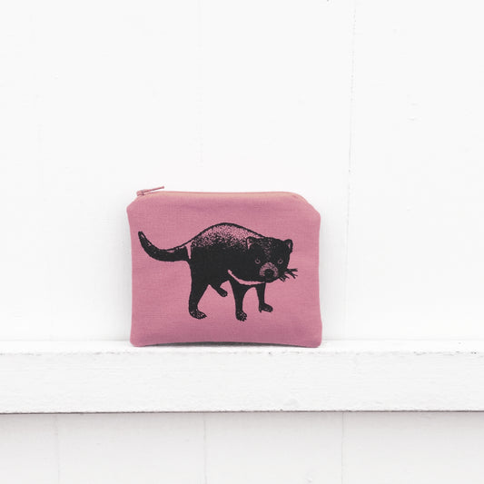 Hand printed Tasmanian devil coin purse