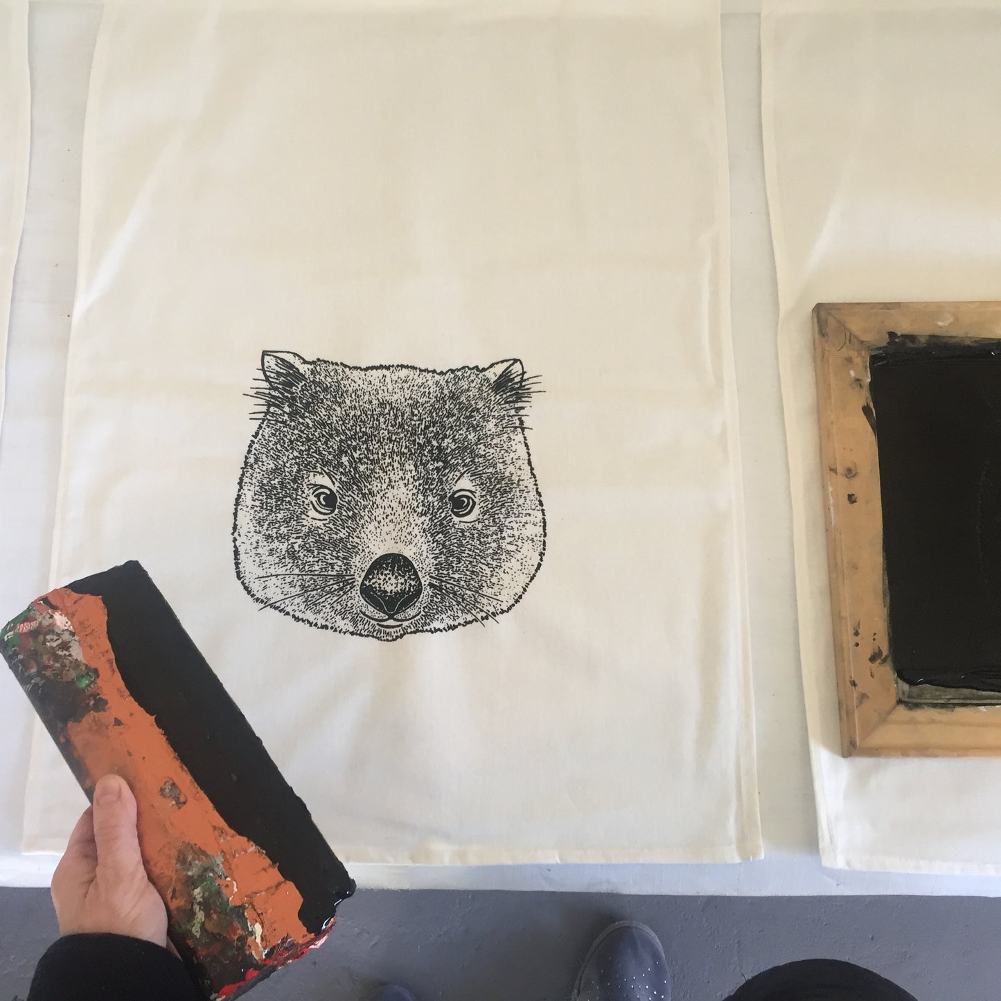 wombat tea towel print