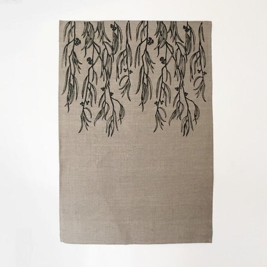 Gum leaves tea towel